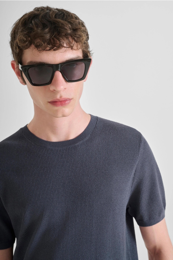 KNITWEAR T SHIRT MMSW01532 YA500091 7140 DARK AVIO